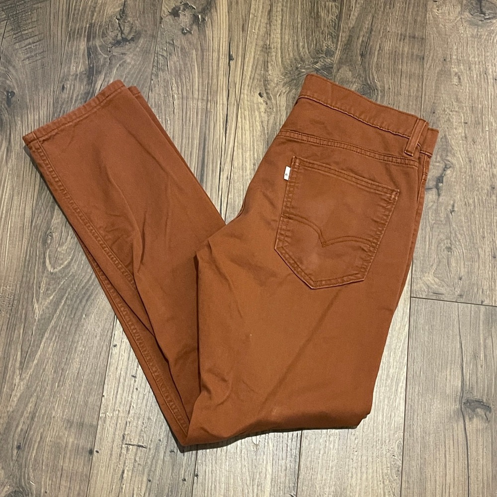 Levis 511 Slim Fit Pants Mens 30x32 Rust Brown Burnt Orange Stretch Twill 13151